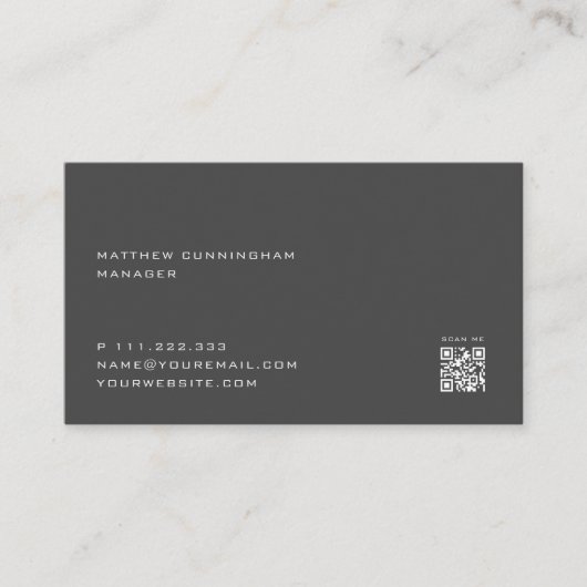Minimale Elegant Moderne Simple Scan QR-code Visitekaartje (Voorkant)