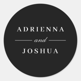 Minimale Elegant Monogram Wedding Black White Ronde Sticker