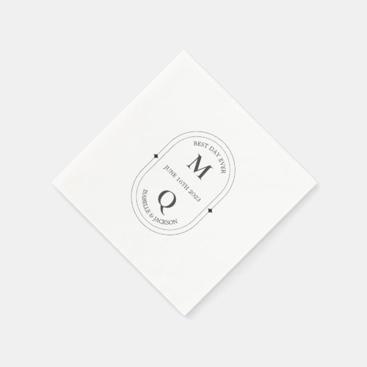 Minimale Elegant Monogram Wedding Servet (Hoek)