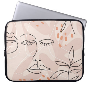 Minimale elegant naadloos patroon met één lijn dra laptop sleeve