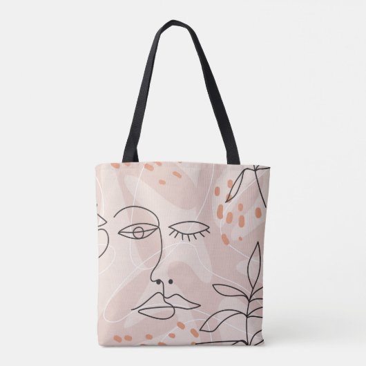 Minimale elegant naadloos patroon met één lijn dra tote bag (Achterkant)