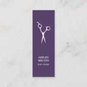 Minimale Elegant Paars White Scissors Haarstylist Mini Visitekaartje (Voorkant)