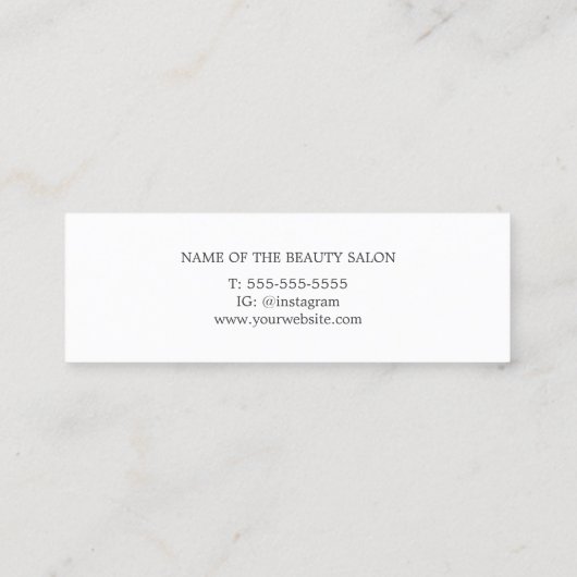 Minimale Elegant Paars White Scissors Haarstylist Mini Visitekaartje (Achterkant)