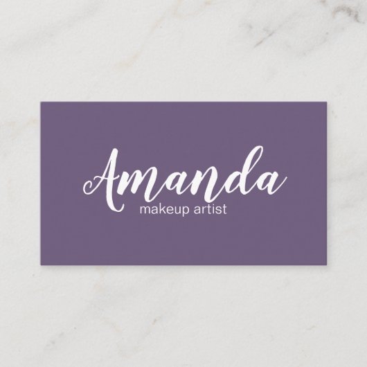 Minimale Elegant Paarse White Makeup Artist Visitekaartje (Voorkant)
