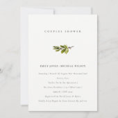 Minimale Elegant Pine Branch Couples Shower Invite Bedankkaart (Voorkant)