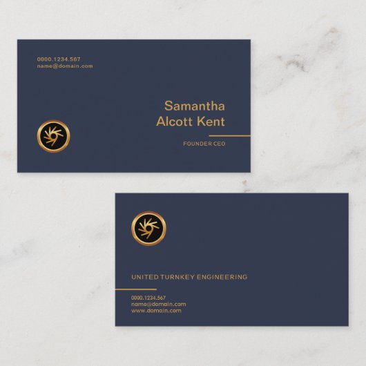 Minimale Elegant Plain Simple Charming Blue CEO Visitekaartje (Voorkant / Achterkant)