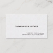 Minimale Elegant Plain Texture White Consultant Visitekaartje (Voorkant)
