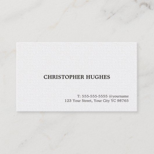 Minimale Elegant Plain Texture White Consultant Visitekaartje (Voorkant)
