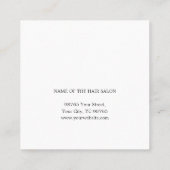Minimale Elegant Plain White Hairdresser Vierkante Visitekaartje (Achterkant)