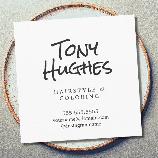 Minimale Elegant Plain White Hairdresser Vierkante Visitekaartje