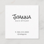 Minimale Elegant Plain White Hairdresser Vierkante Visitekaartje (Voorkant)