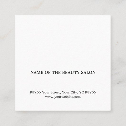 Minimale Elegant Plain White Hairdresser Vierkante Visitekaartje (Achterkant)