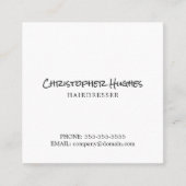 Minimale Elegant Plain White Hairdresser Vierkante Visitekaartje (Voorkant)