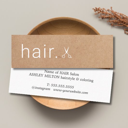 Minimale Elegant Printed Kraft Scissors Haarstylis Mini Visitekaartje