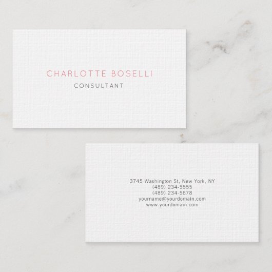 Minimale elegant Professional Premium Linen Visitekaartje (Voorkant / Achterkant)