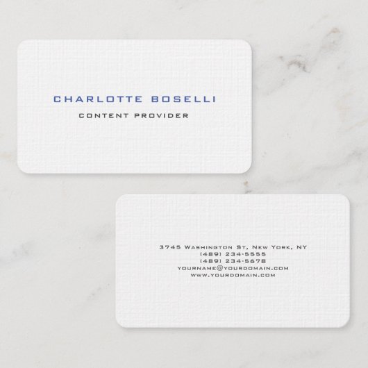 Minimale elegant Professional Premium Linen Visitekaartje (Voorkant / Achterkant)