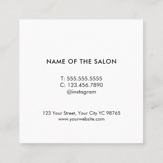 Minimale Elegant Purpl Roos Scissors Haarstylist Vierkante Visitekaartje (Achterkant)