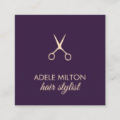 Minimale Elegant Purpl Roos Scissors Haarstylist Vierkante Visitekaartje (Voorkant)