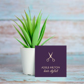 Minimale Elegant Purpl Roos Scissors Haarstylist Vierkante Visitekaartje