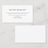 Minimale Elegant Recipe-aanvraagkaart Visitekaartje (Voorkant / Achterkant)