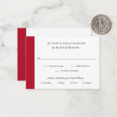 Minimale Elegant Red Wedding Mini RSVP-kaart Notitiekaartje (Voorkant / Achterkant in situ)