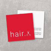 Minimale Elegant Red White Scissors Haarstylist Vierkante Visitekaartje
