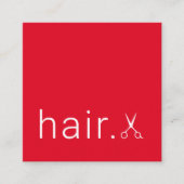 Minimale Elegant Red White Scissors Haarstylist Vierkante Visitekaartje (Voorkant)