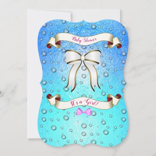 Minimale Elegant Ribbon Aqua Achtergrond Kaart (Voorkant)