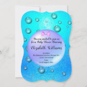 Minimale Elegant Ribbon Aqua Achtergrond Kaart (Achterkant)