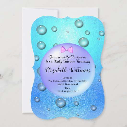 Minimale Elegant Ribbon Aqua Achtergrond Kaart (Achterkant)