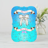 Minimale Elegant Ribbon Aqua Achtergrond Kaart (Staand voorkant)