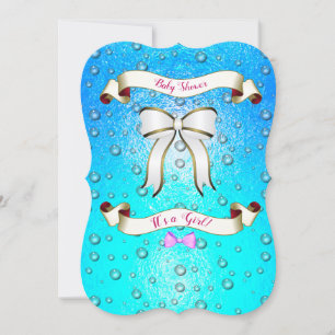 Minimale Elegant Ribbon Aqua Achtergrond Kaart