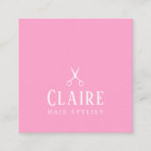 Minimale Elegant Roos White Scissors Haarstylist Vierkante Visitekaartje (Voorkant)