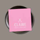 Minimale Elegant Roos White Scissors Haarstylist Vierkante Visitekaartje