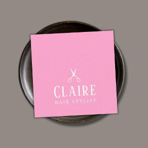 Minimale Elegant Roos White Scissors Haarstylist Vierkante Visitekaartje