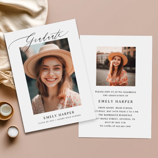 Minimale Elegant Script 2 Fotogradatie Partij Kaart