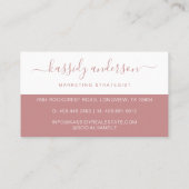Minimale Elegant Script Business Logo Two-Tone Roz Visitekaartje (Achterkant)