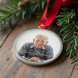 Minimale Elegant Script Loving Memory Custom Photo Glas Ornament