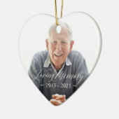 Minimale Elegant Script Loving Memory Custom Photo Keramisch Ornament (Links)