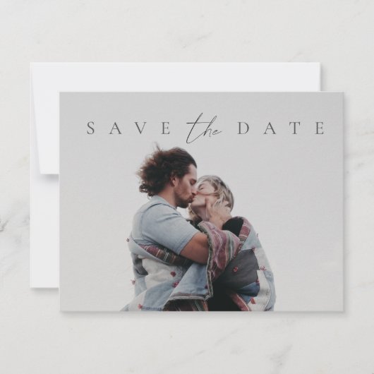 Minimale Elegant Script Photo Save the Date (Voorkant)