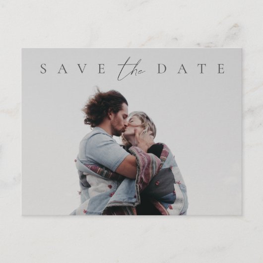 Minimale Elegant Script Photo Save the Date Briefkaart (Voorkant)
