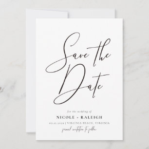 Minimale Elegant Script Photo Save the Date Kaart