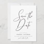 Minimale Elegant Script Photo Save the Date Kaart (Voorkant)