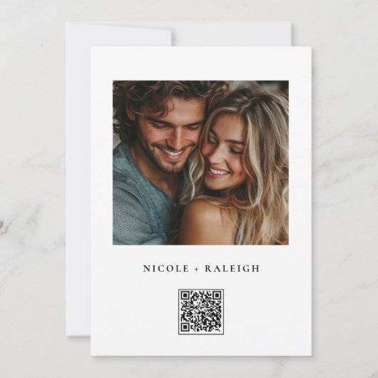 Minimale Elegant Script Photo Save the Date Kaart (Achterkant)