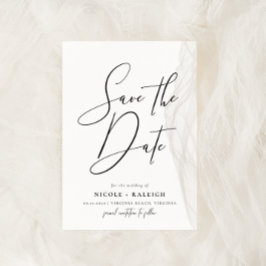 Minimale Elegant Script Photo Save the Date Kaart