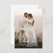 Minimale Elegant Script Weddenfoto Bedankkaart (Voorkant / Achterkant)
