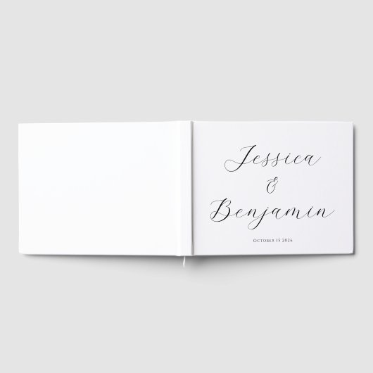 Minimale Elegant Script White Background Custom Gastenboek (Volledig)