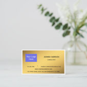Minimale Elegant Shiny Gold Logo Edge-consultant Visitekaartje (Staand voorkant)