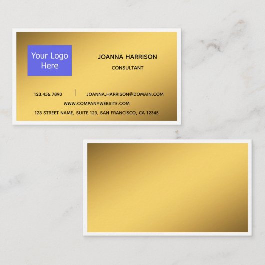 Minimale Elegant Shiny Gold Logo Edge-consultant Visitekaartje (Voorkant / Achterkant)