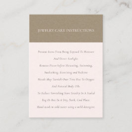 Minimale Elegant Soft Kraft Blush Jewelry Care Visitekaartje
